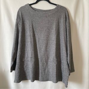 J Jill Pure Jill Sweater Womens 2X Gray 3/4 Sleeve Casual Career Top Pockets